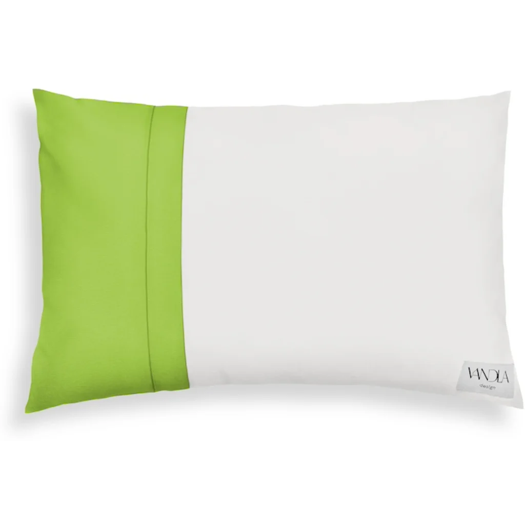 Modulare Kissenhülle rechteckig Farbkombinationen mit Weiß in Weiß+Limette Weiß+Grün von Vandla design Größe 40x60 cm