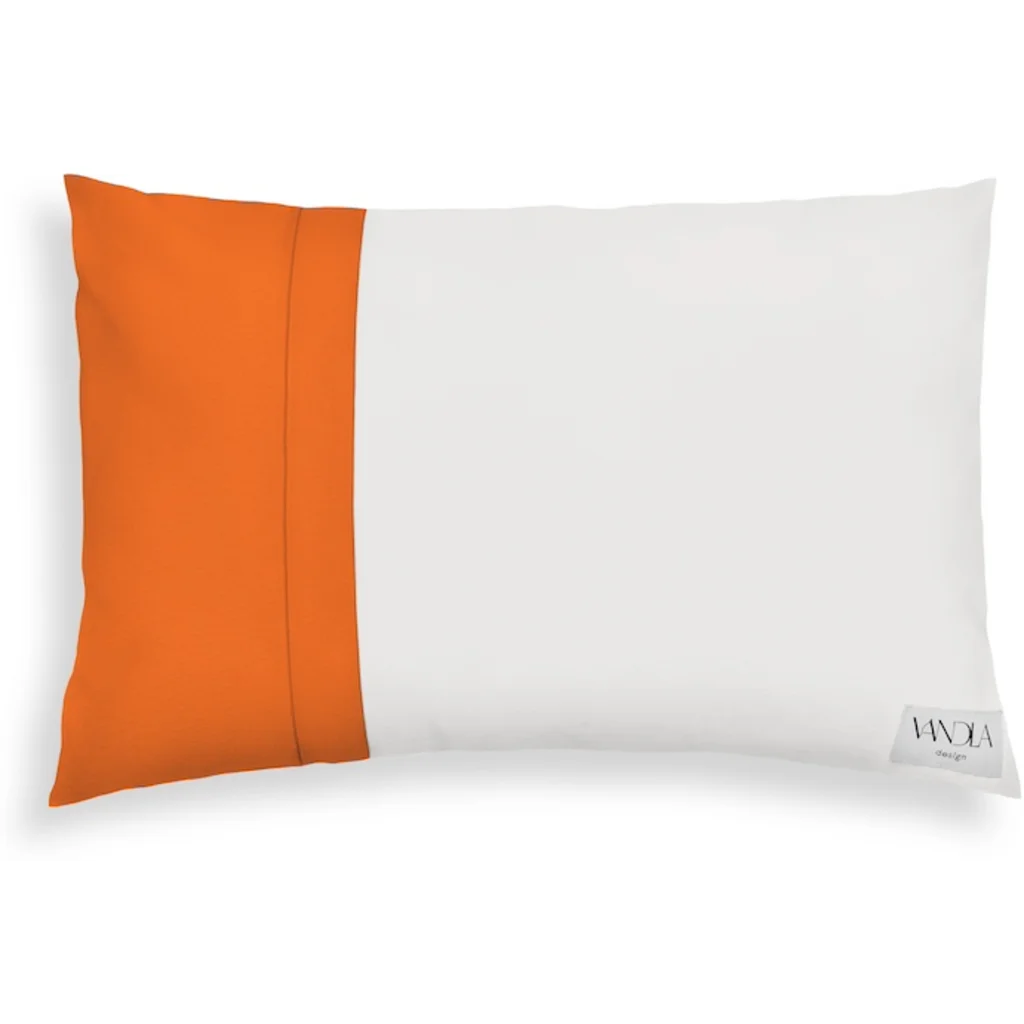 Modulare Kissenhülle rechteckig Farbkombinationen mit Weiß in Weiß+Orange von Vandla design Größe 40x60 cm