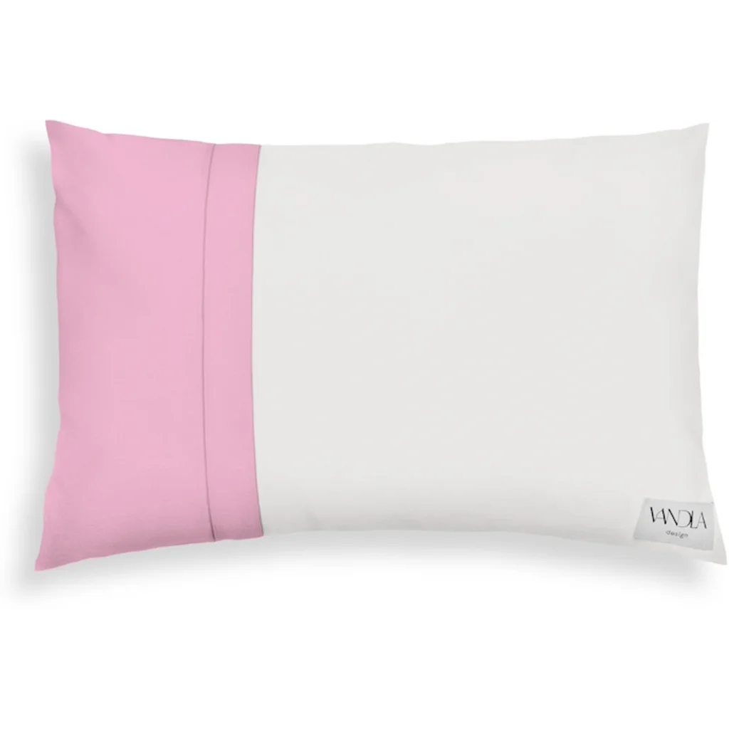 Modulare Kissenhülle rechteckig Farbkombinationen mit Weiß in Weiß+Pink von Vandla design Größe 40x60 cm