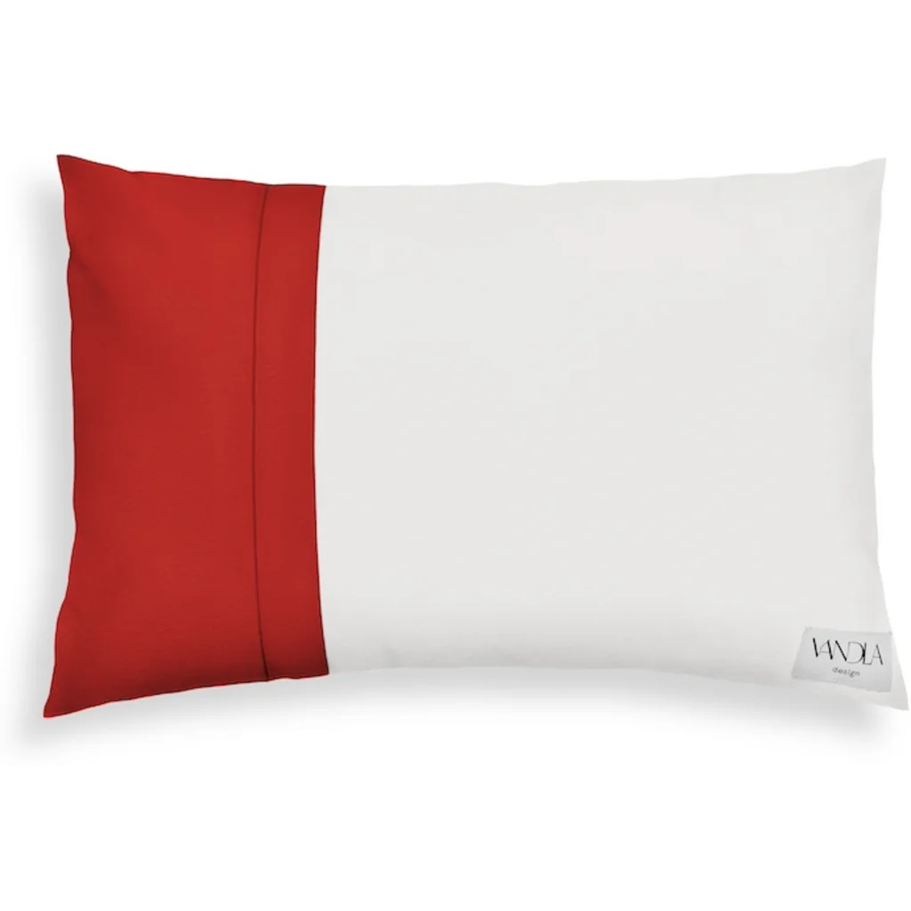 Modulare Kissenhülle rechteckig Farbkombinationen mit Weiß in Weiß+Rot von Vandla design Größe 40x60 cm