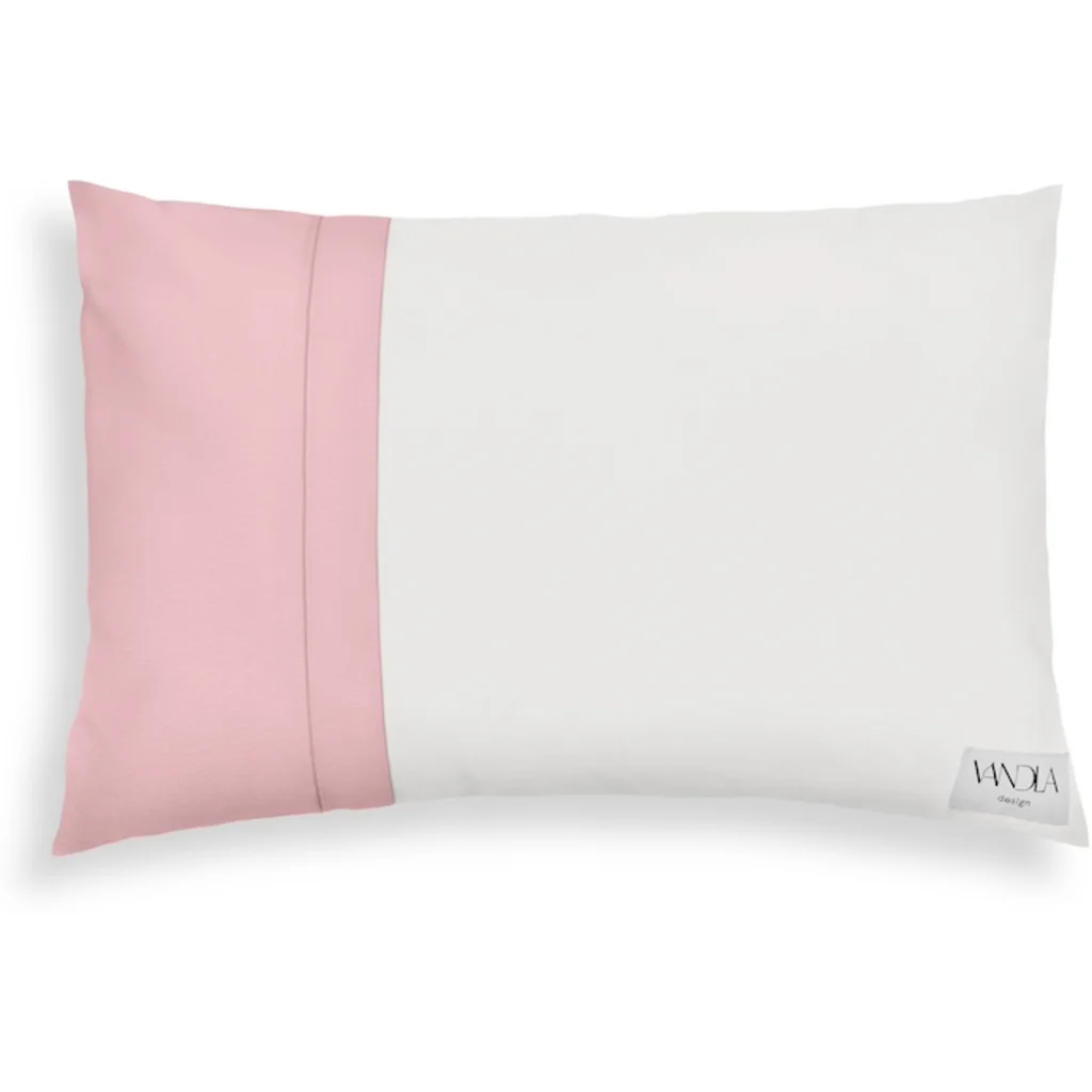 Modulare Kissenhülle rechteckig Farbkombinationen mit Weiß in Weiß+Zartrosa Weiß+Rosa von Vandla design Größe 40x60 cm