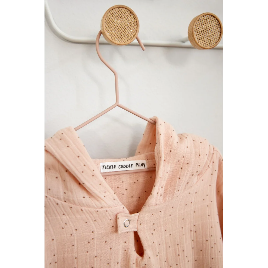 Musselin Baby-+Kinder-Badeponcho Punkte in Rosa Muster Punkte von Lässig Größe 12-36 Monate