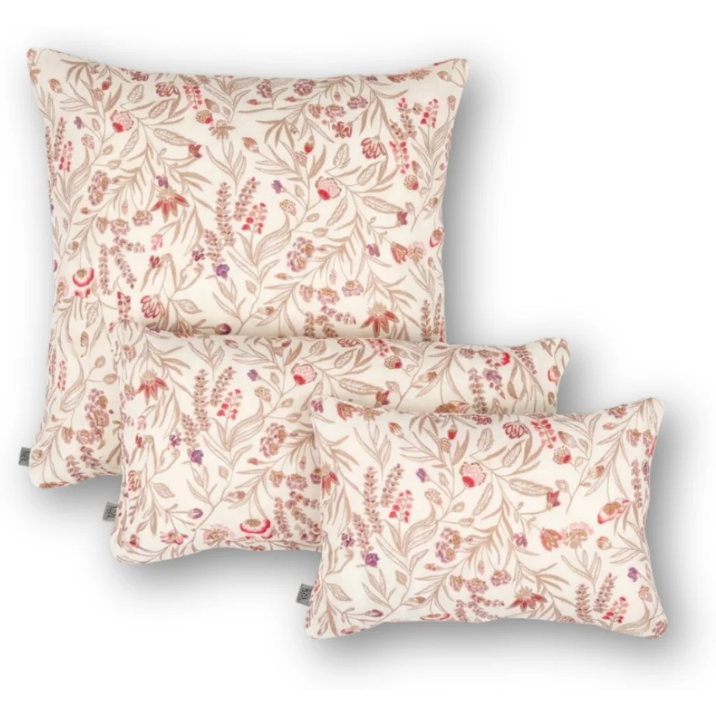 Musselin Bettwäsche Blumen Kissenbezug in Weiß+Beige+Pink Muster Blumen von hutch&putch Größe 50x70 cm