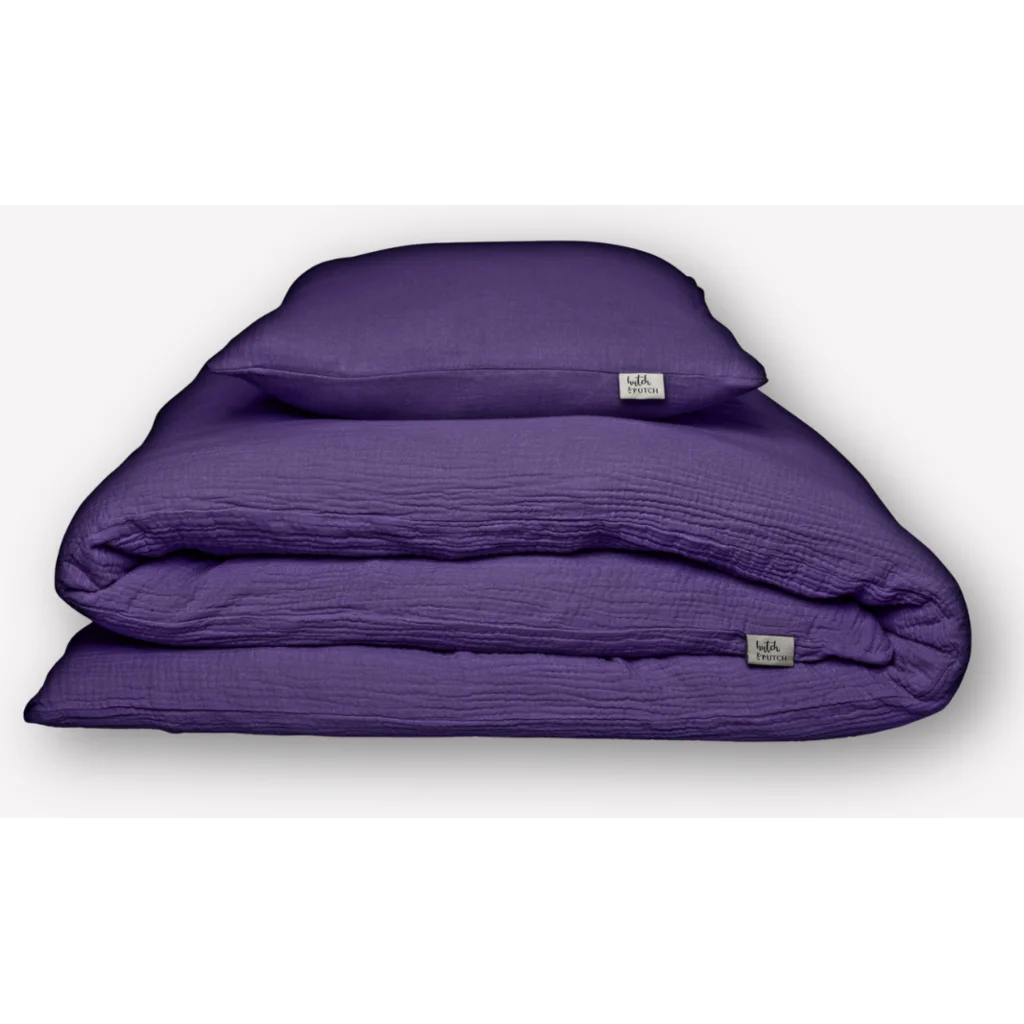 Musselin Bettwäsche Garnitur 3-teilig in Pflaume Lila von hutch&putch Größe 240x220 + 2x 80x80 cm