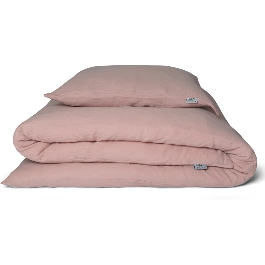 Musselin Bettwäsche Garnitur 3-teilig in Rosa von hutch&putch Größe 240x220 + 2x 40x80 cm