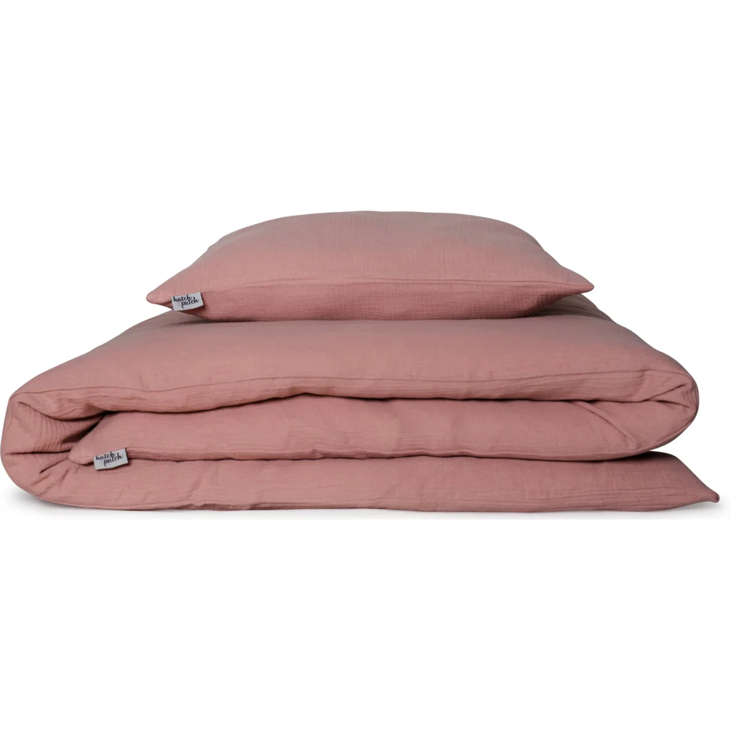 Musselin Bettwäsche Garnitur in Altrosa Rosa von hutch&putch Größe 135x200 + 80x80 cm