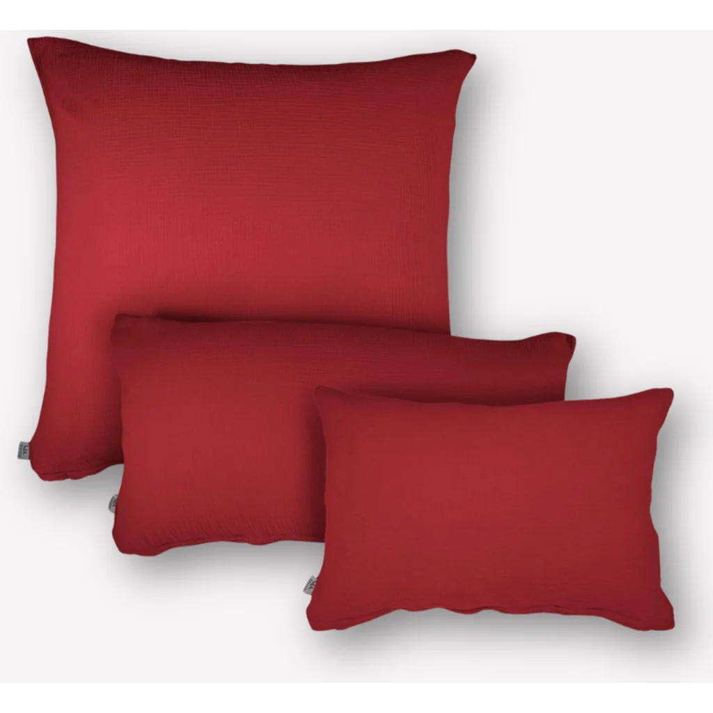 Musselin Bettwäsche Kissenbezug in Cranberry Rot von hutch&putch Größe 60x80 cm