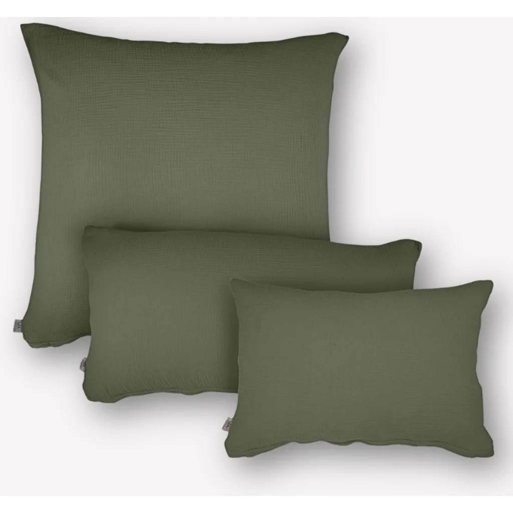 Musselin Bettwäsche Kissenbezug in Olive Grün von hutch&putch Größe 40x80 cm