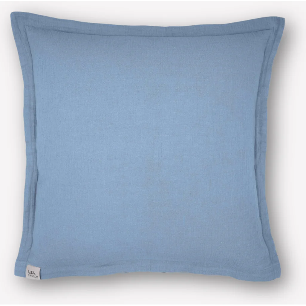 Musselin Kissenhülle in Blau von hutch&putch Größe 50x50 cm