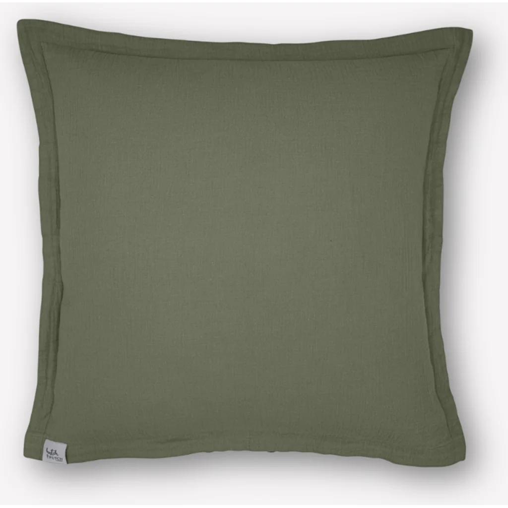 Musselin Kissenhülle in Olive Grün von hutch&putch Größe 50x50 cm
