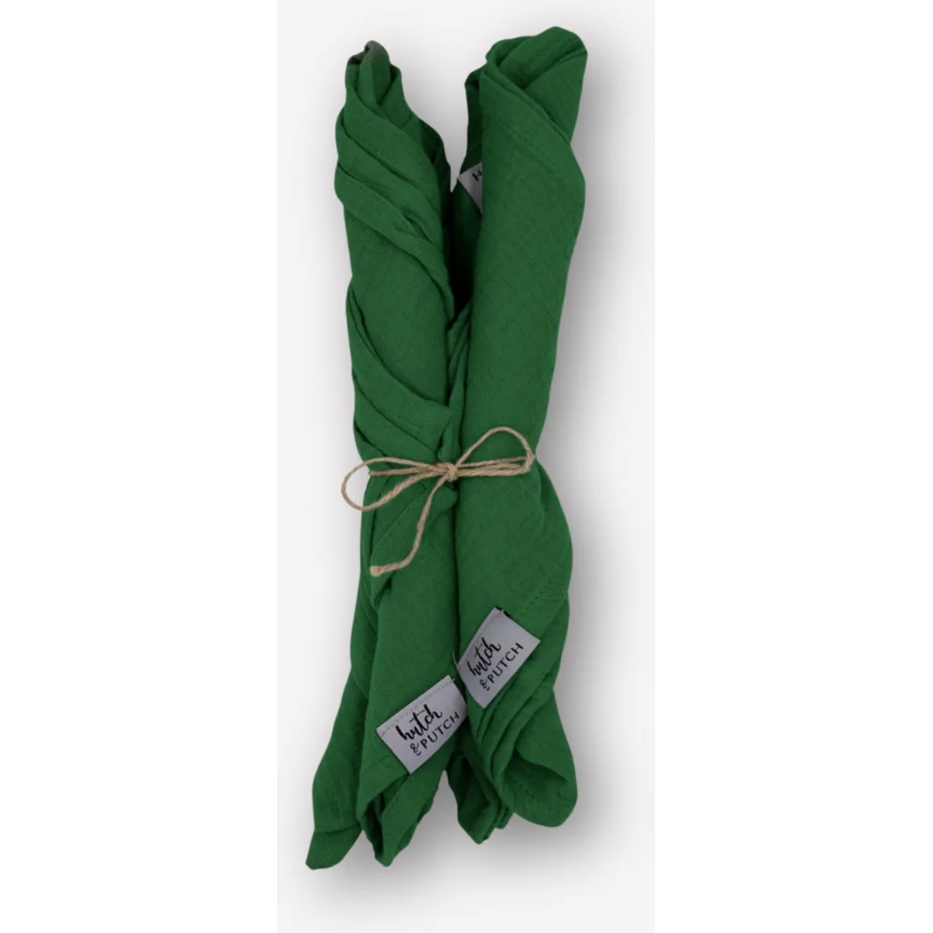 Musselin Stoffserviette 4er-Pack in Dunkelgrün Grün von hutch&putch Größe 42x42 cm