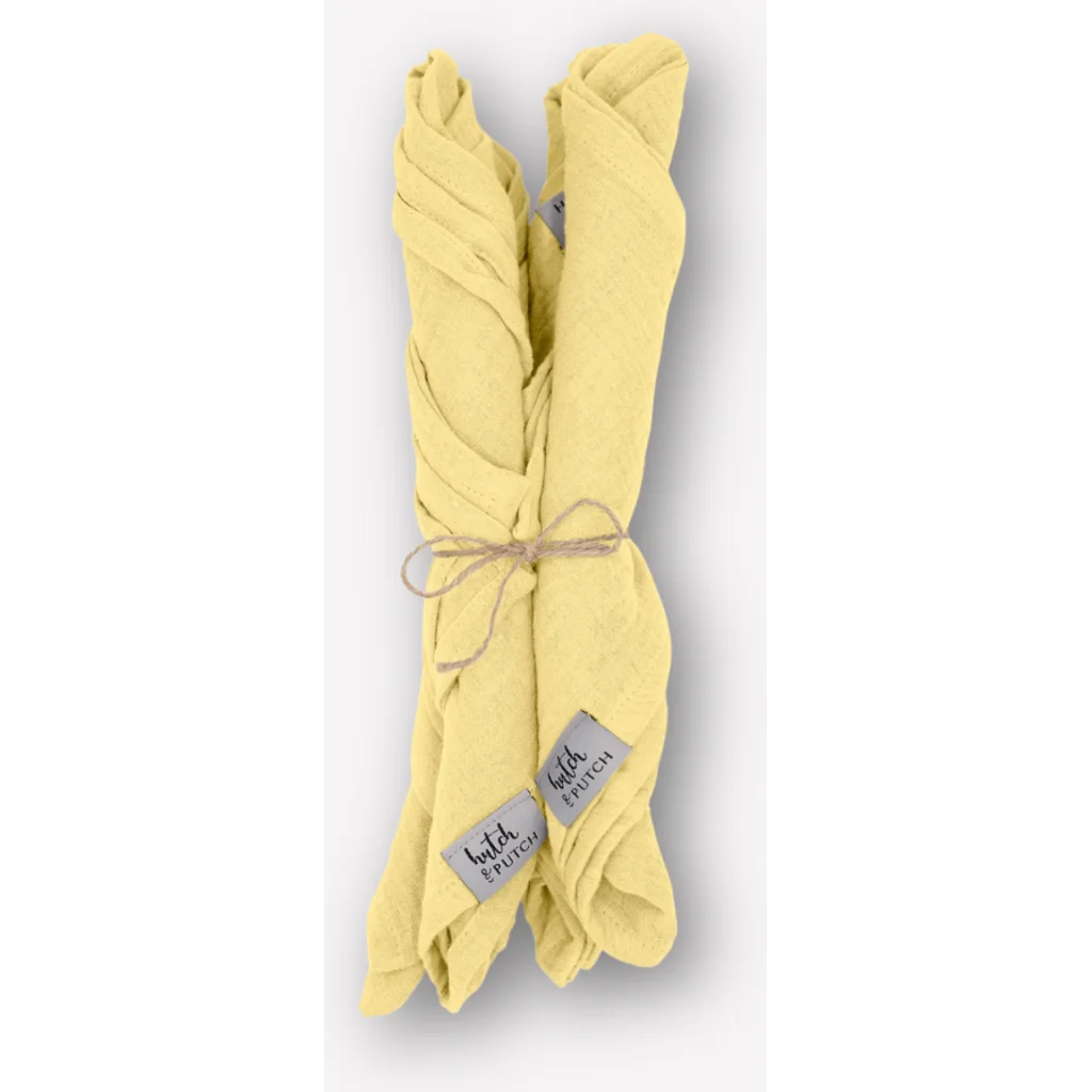 Musselin Stoffserviette 4er-Pack in Hellgelb Gelb von hutch&putch Größe 42x42 cm