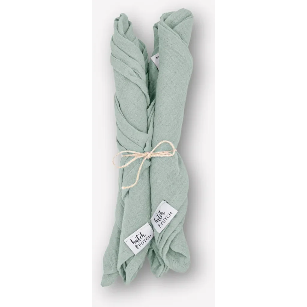 Musselin Stoffserviette 4er-Pack in Mint Grün von hutch&putch Größe 42x42 cm