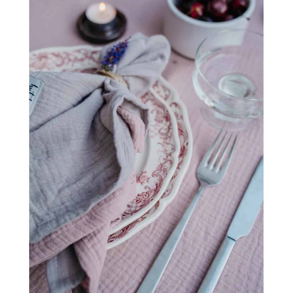 Musselin Stoffserviette 4er-Pack in Rosa von hutch&putch Größe 42x42 cm