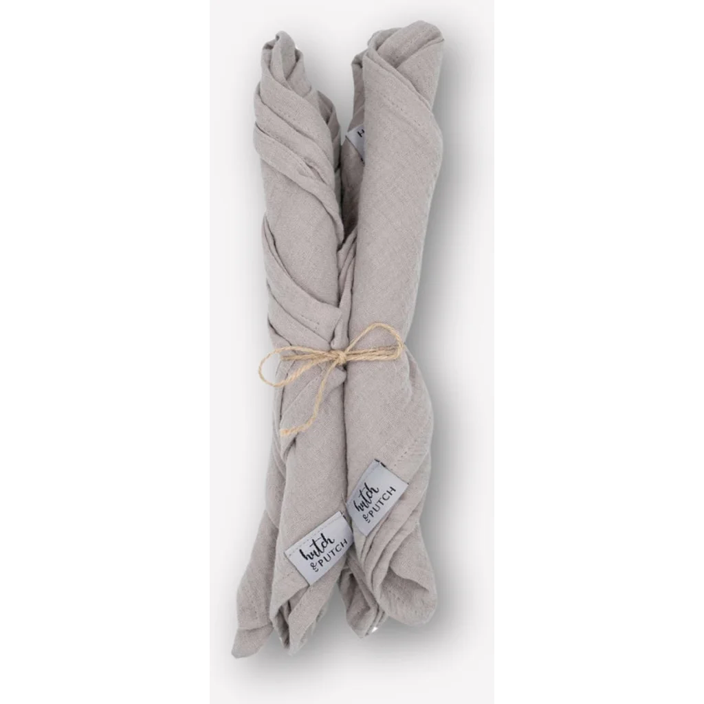 Musselin Stoffserviette 4er-Pack in Stein Grau von hutch&putch Größe 42x42 cm