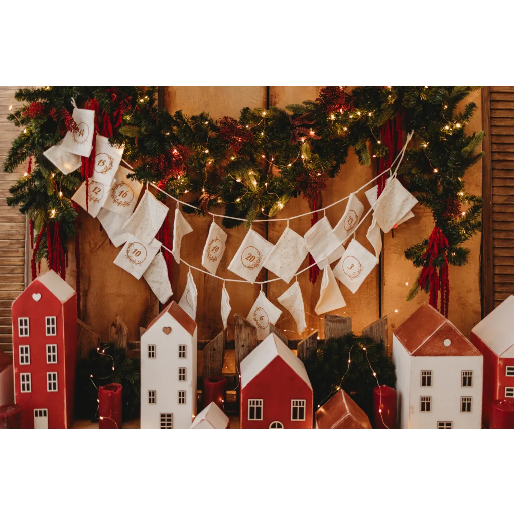 Bio Adventskalender Aufhänger Sparkling in Creme Muster Sparkling von kikadu Größe 270 cm