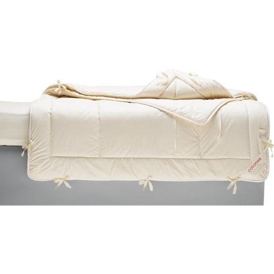 Bio Baby-+Kinder-Bettdecke 4-Jahreszeiten mit Füllung Schafschurwolle in Creme von Cotonea Größe 100x135 cm