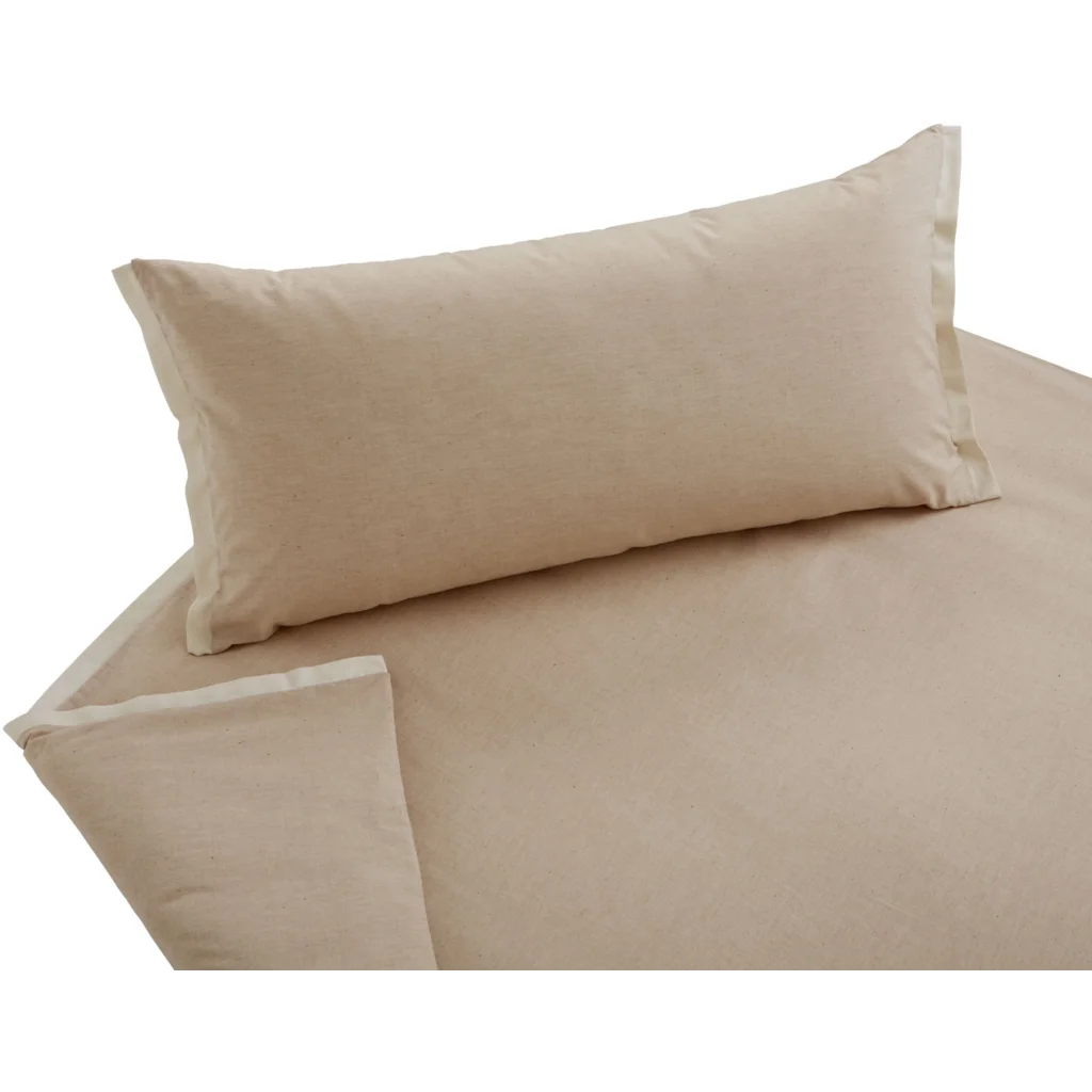 Bio Chambray Bettwäsche Pur Kissenbezug in Braun Muster Pur von Cotonea Größe 40x80 cm