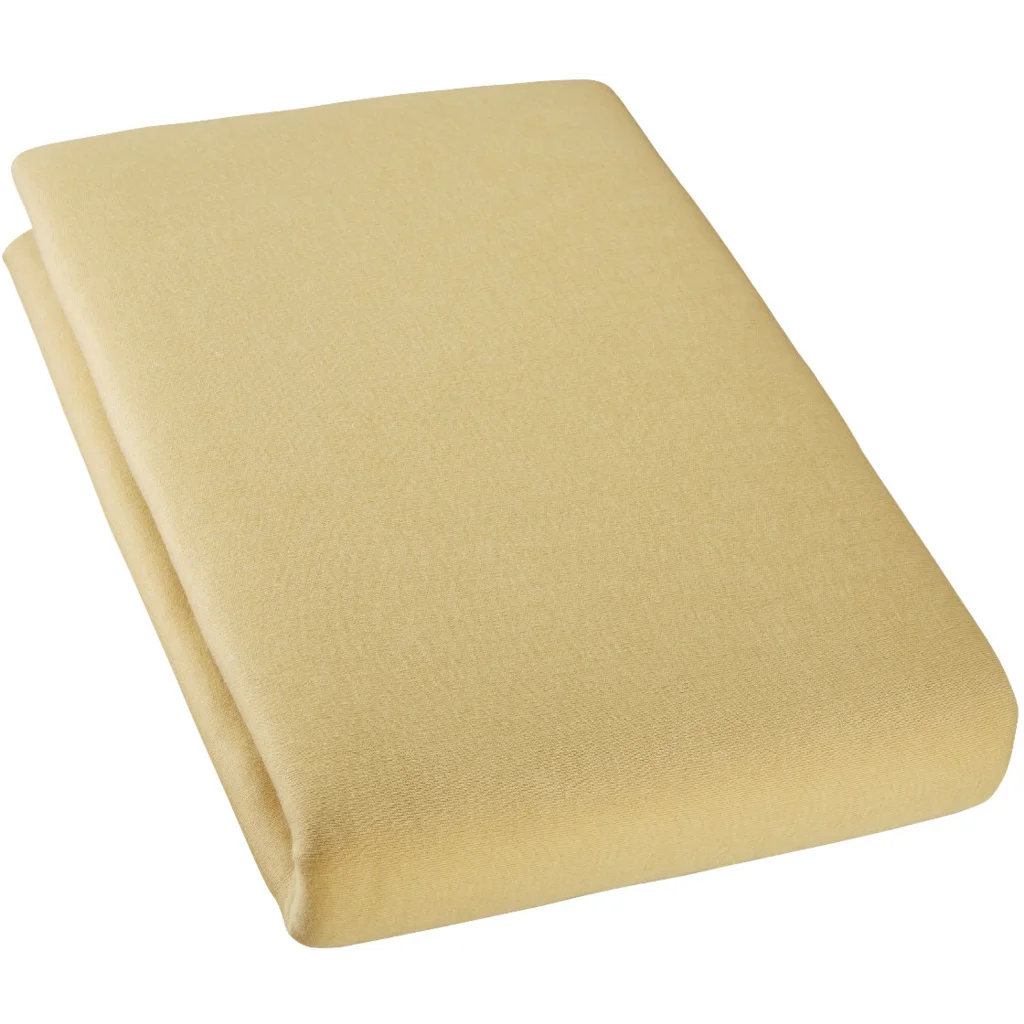Bio Double-Jersey Spannbettlaken für Matratzen in Standardgröße und Überlänge - Einzelbett in Biscuit Gelb von Cotonea Größe 90-100 x 220 cm