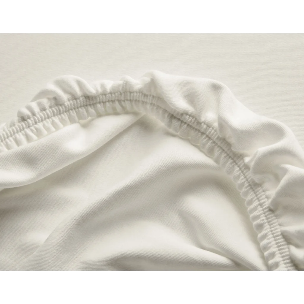 Bio Double-Jersey Spannbettlaken für Matratzen in Standardgröße und Überlänge - Einzelbett in Creme von Cotonea Größe 90-100 x 220 cm