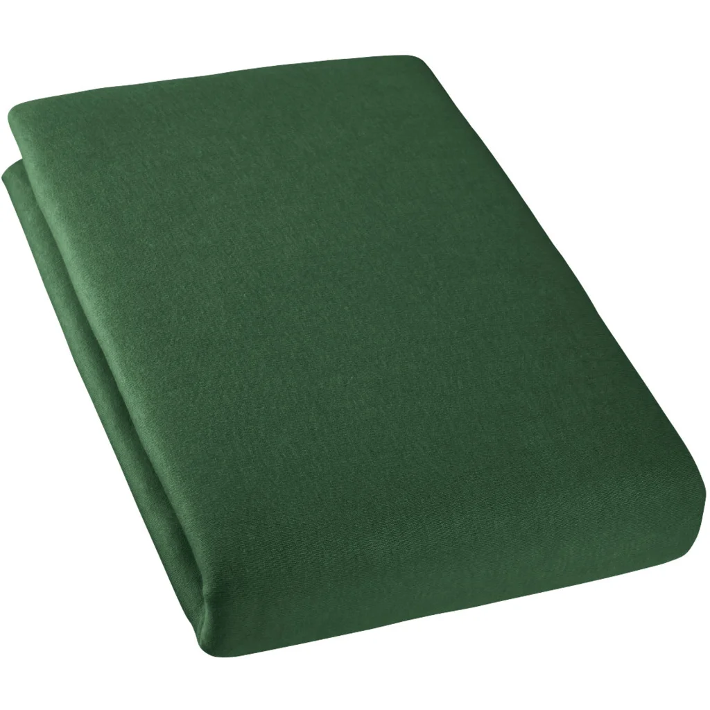Bio Double-Jersey Spannbettlaken für Matratzen in Standardgröße und Überlänge - Einzelbett in Smaragd Grün von Cotonea Größe 90-100 x 220 cm