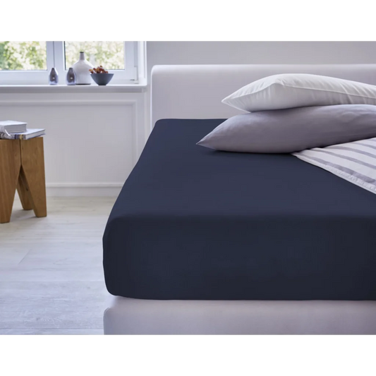 Bio Double-Jersey Spannbettlaken für Matratzen in Übergröße und Überlänge in Azurblau Blau von Cotonea Größe 140-160 x 220 cm