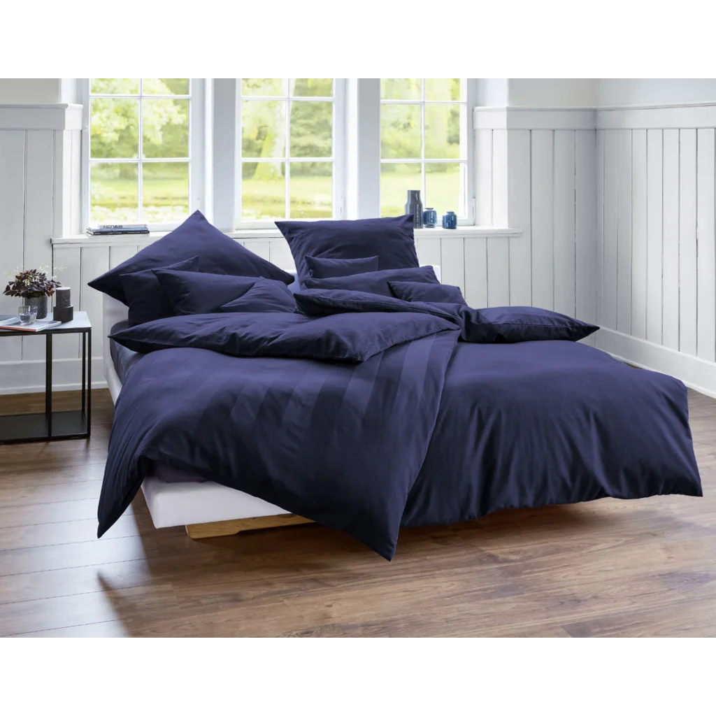 Bio Edel-Biber+Satin Wendebettwäsche Tandem Garnitur in Azurblau+Azurblau Blau von Cotonea Größe 135x200 + 80x80 cm