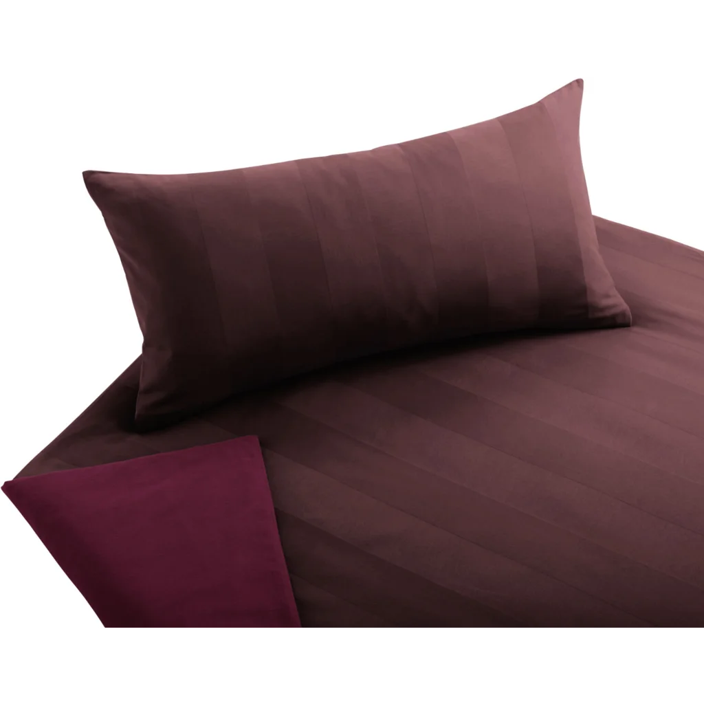 Bio Edel-Biber+Satin Wendebettwäsche Tandem Garnitur in Teak+Himbeere Braun+Beere von Cotonea Größe 155x220 + 80x80 cm
