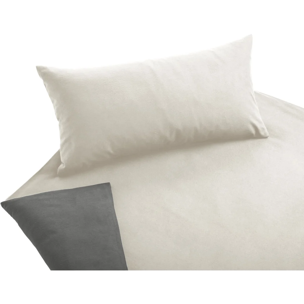 Bio Edel-Biber Wendebettwäsche Kissenbezug in Creme+Silber Creme+Grau von Cotonea Größe 40x80 cm