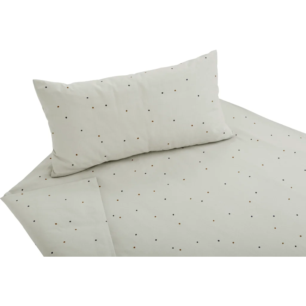 Bio Edel-Linon Bettwäsche Dancing Dots Garnitur in Leinen Beige Muster Dancing Dots von Cotonea Größe 135x200 + 40x80 cm