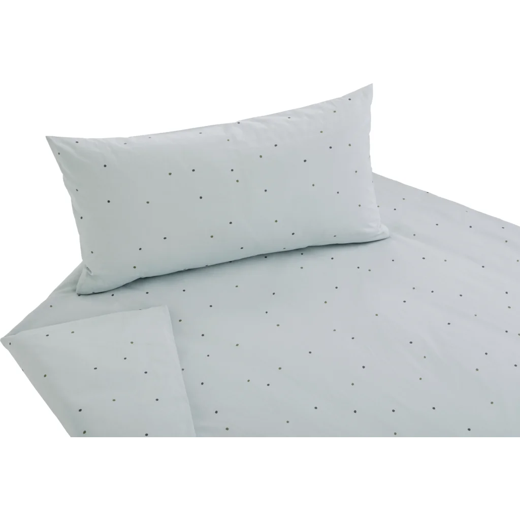 Bio Edel-Linon Bettwäsche Dancing Dots Garnitur in Wasserblau Blau Muster Dancing Dots von Cotonea Größe 135x200 + 80x80 cm