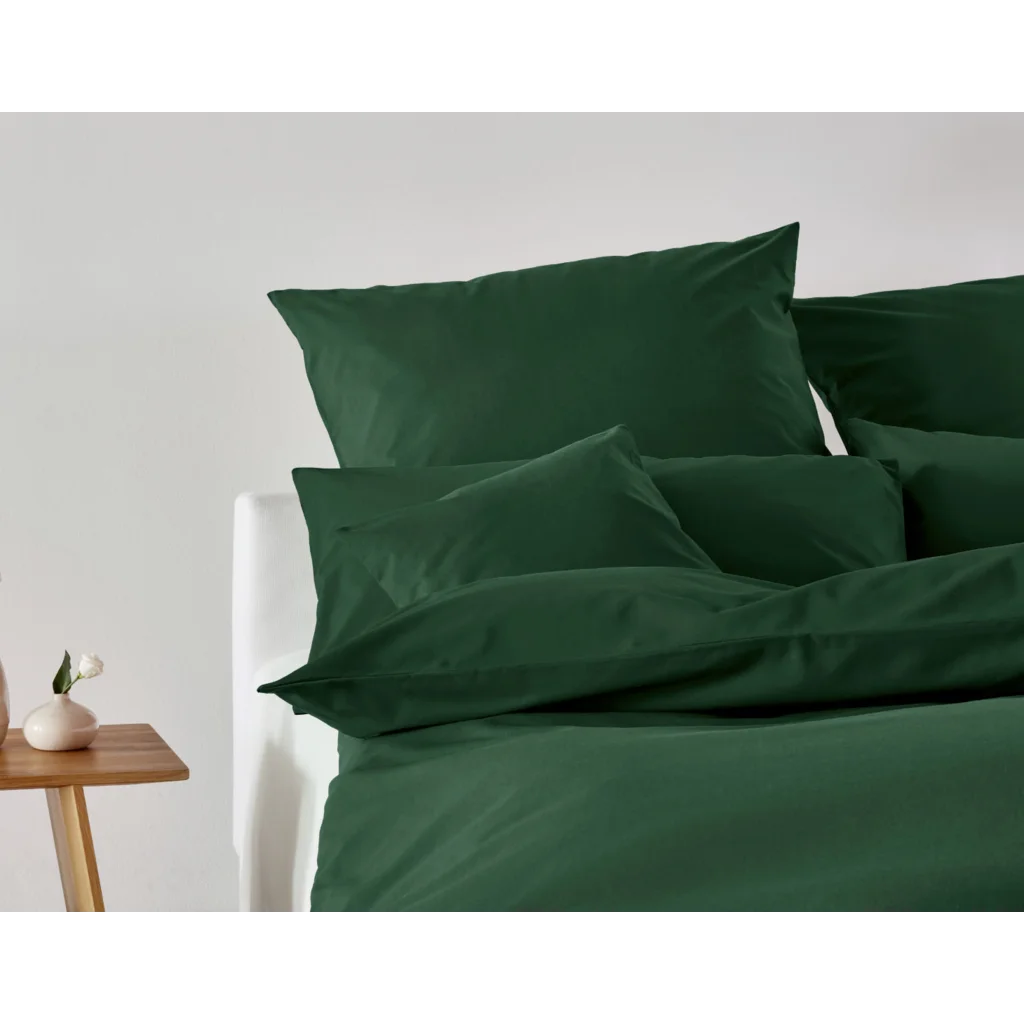 Bio Edel-Linon Bettwäsche Kissenbezug in Smaragd Grün von Cotonea Größe 40x80 cm