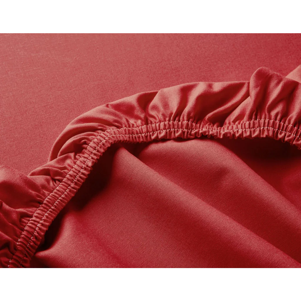 Bio Edel-Linon Spannbettlaken für Matratzen in Standardgröße - Einzelbett in Koralle Rot von Cotonea Größe 90x200 cm