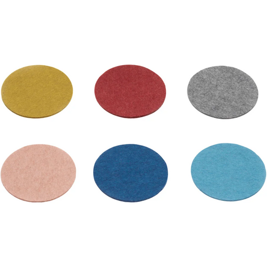Bio Filz Untersetzer 6er-Pack rund in Türkis+Blau+Rosé+Lila etc. Blau+Blau+Rosa+Lila etc. von disana Größe Ø 12 cm
