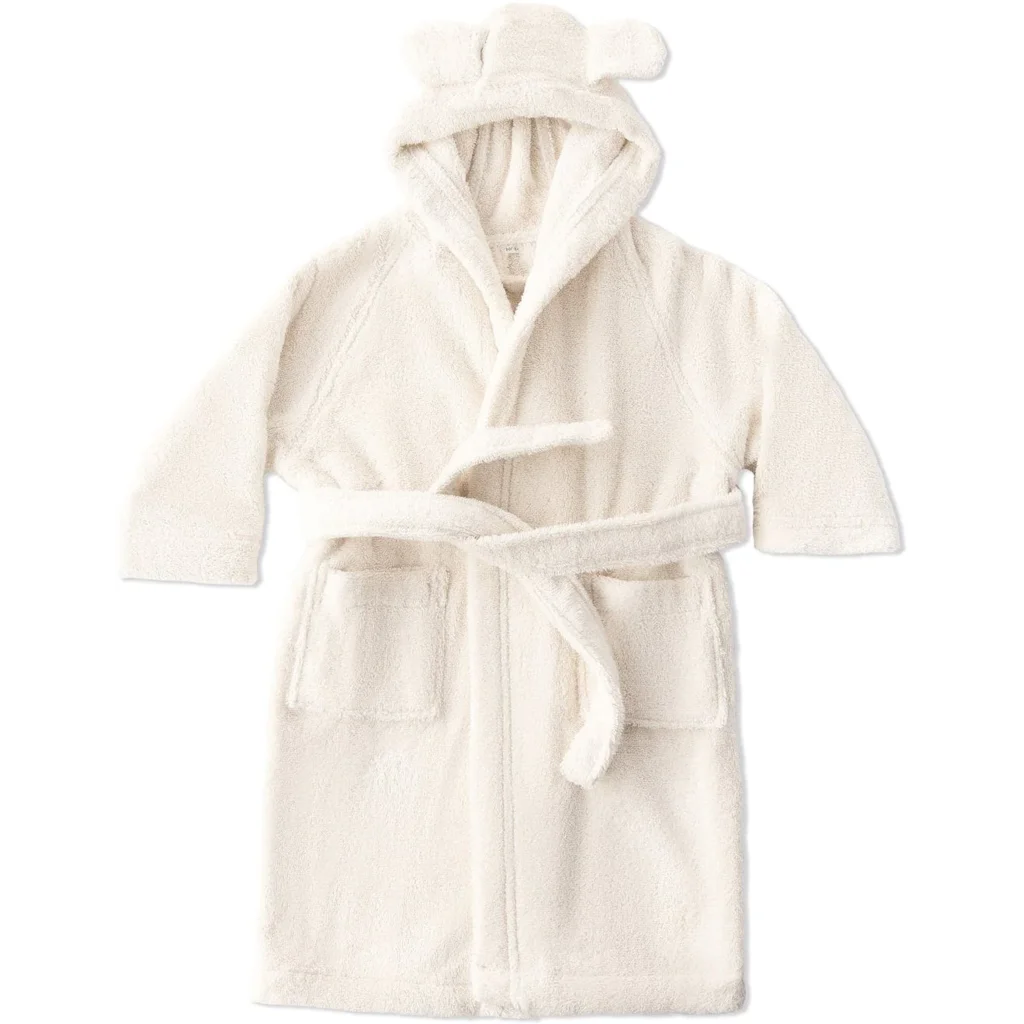 Bio Frottier Baby-+Kinder-Bademantel in Creme von Leela Cotton Größe 86+92