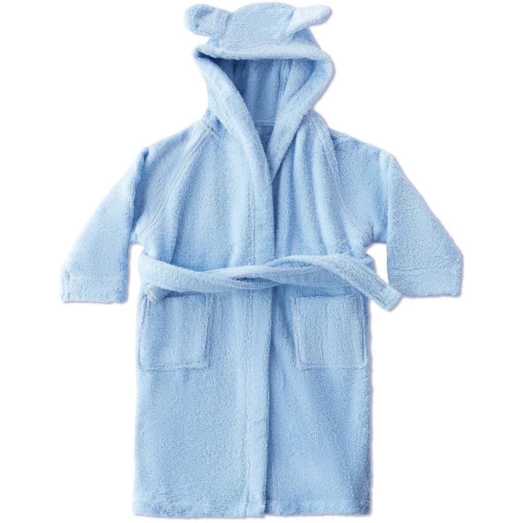 Bio Frottier Baby-+Kinder-Bademantel in Hellblau Blau von Leela Cotton Größe 98+104