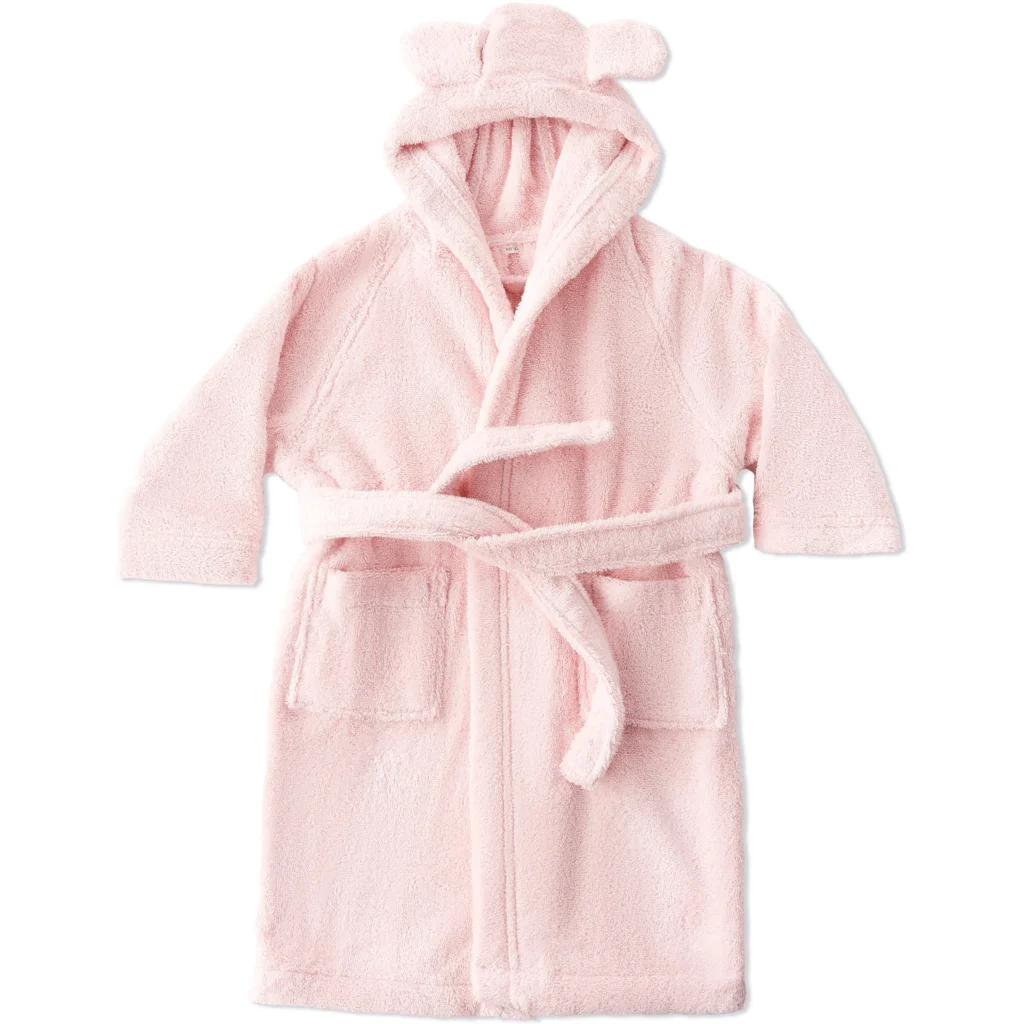 Bio Frottier Baby-+Kinder-Bademantel in Rosa von Leela Cotton Größe 74+80