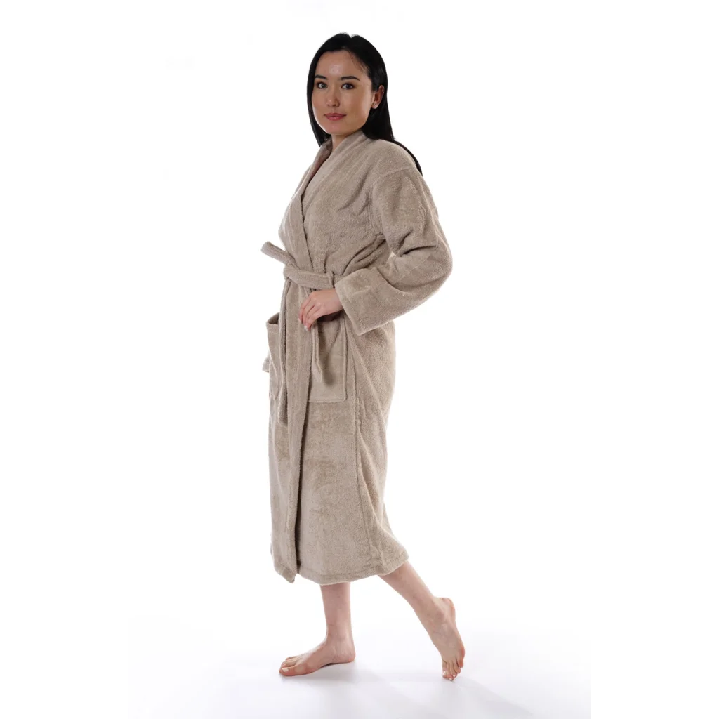 Bio Frottier Bademantel in Beige von Ege Organics Größe S+M