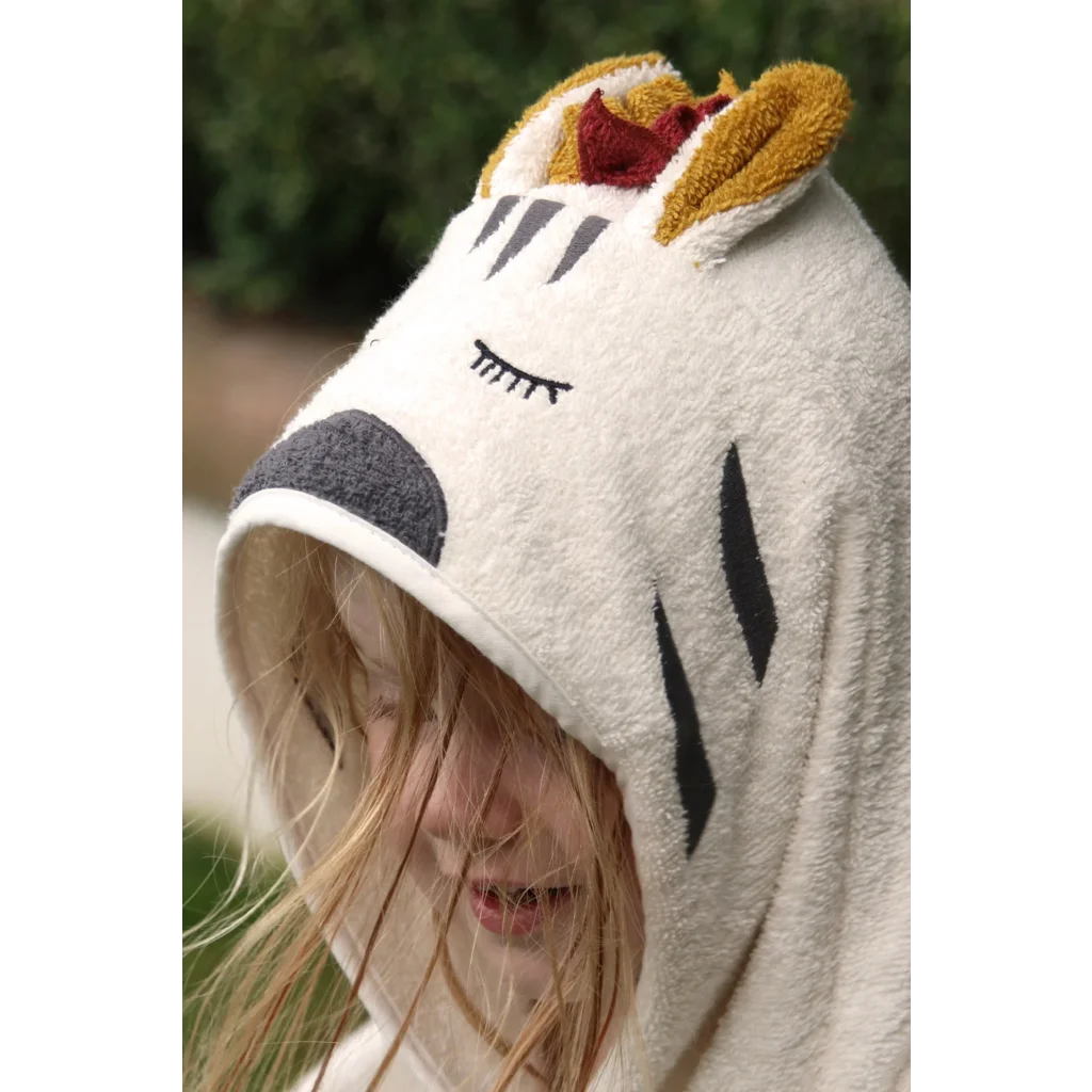 Bio Frottier Kinder-Badeponcho Zebra in Muster Zebra von kikadu Größe 65x62 cm