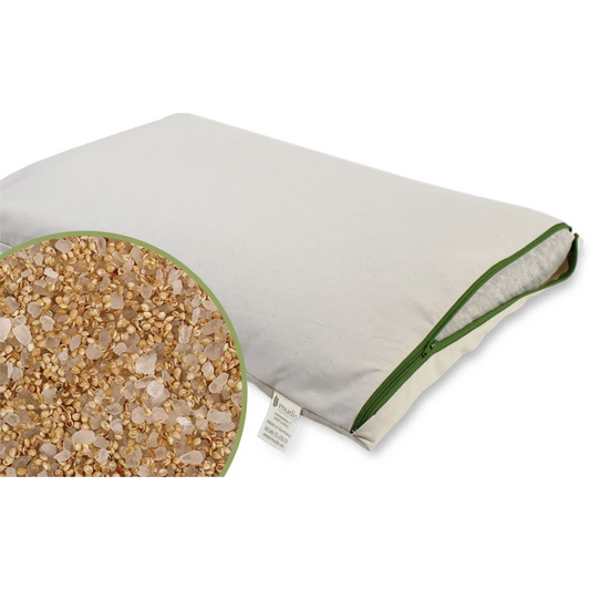 Bio Kissen mit Füllung Hirseschalen & Kristallsalz in Creme von mudis Größe 25x50 cm
