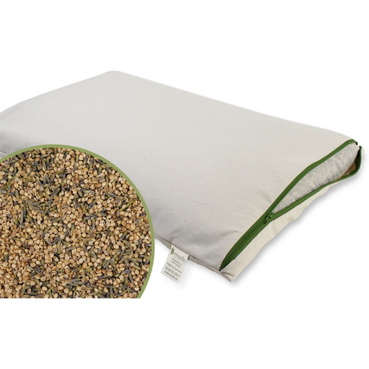 Bio Kissen mit Füllung Hirseschalen & Lavendel in Creme von mudis Größe 30x45 cm