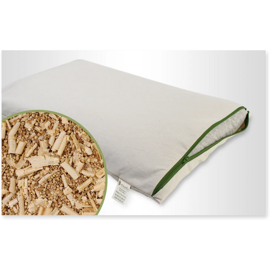 Bio Kissen mit Füllung Hirseschalen & Zirbenholz in Creme von mudis Größe 25x50 cm