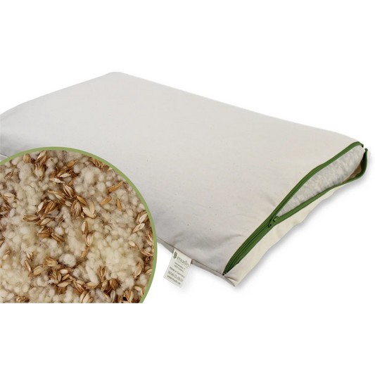 Bio Kissen mit Füllung Schafschurwolle & Dinkelspelzen in Creme von mudis Größe 25x50 cm