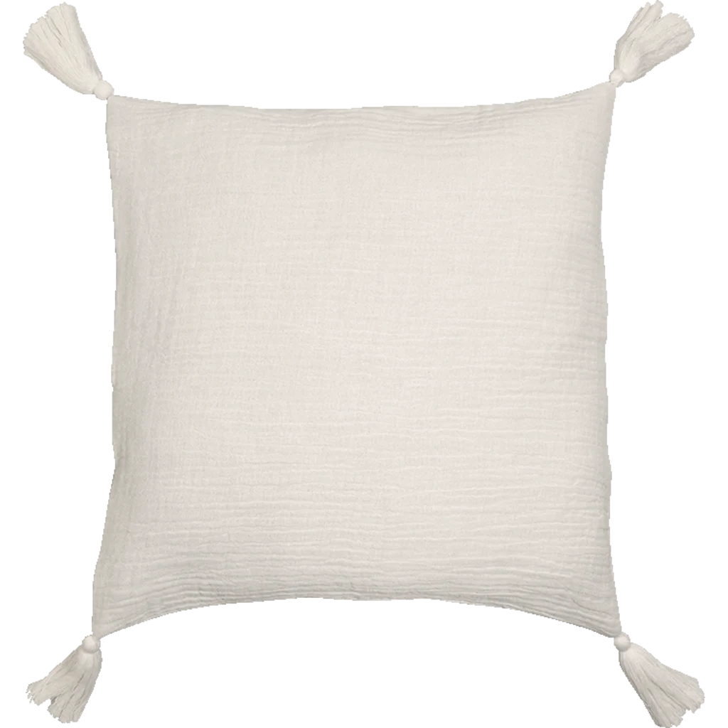 Bio Kissenhülle mit Quasten in Creme von Jean&Len Größe 45x45 cm