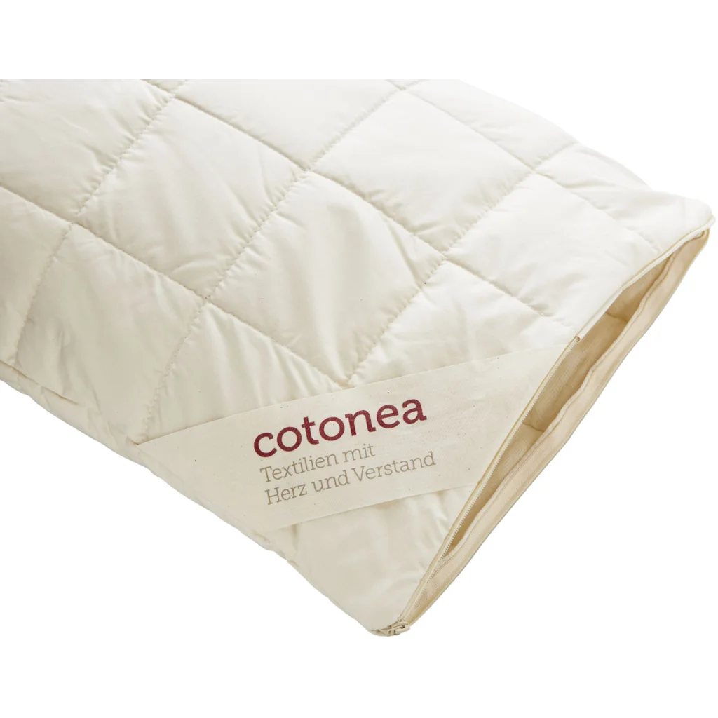Bio Kopfkissen mit Füllung Schafschurwolle in Creme von Cotonea Größe 40x60 cm