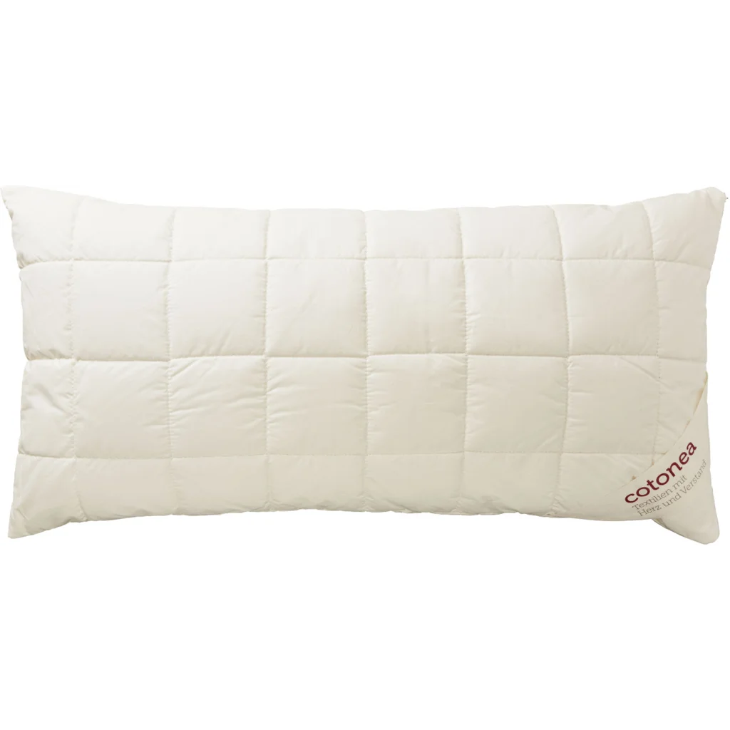 Bio Kopfkissen mit Füllung Schafschurwolle in Creme von Cotonea Größe 40x80 cm