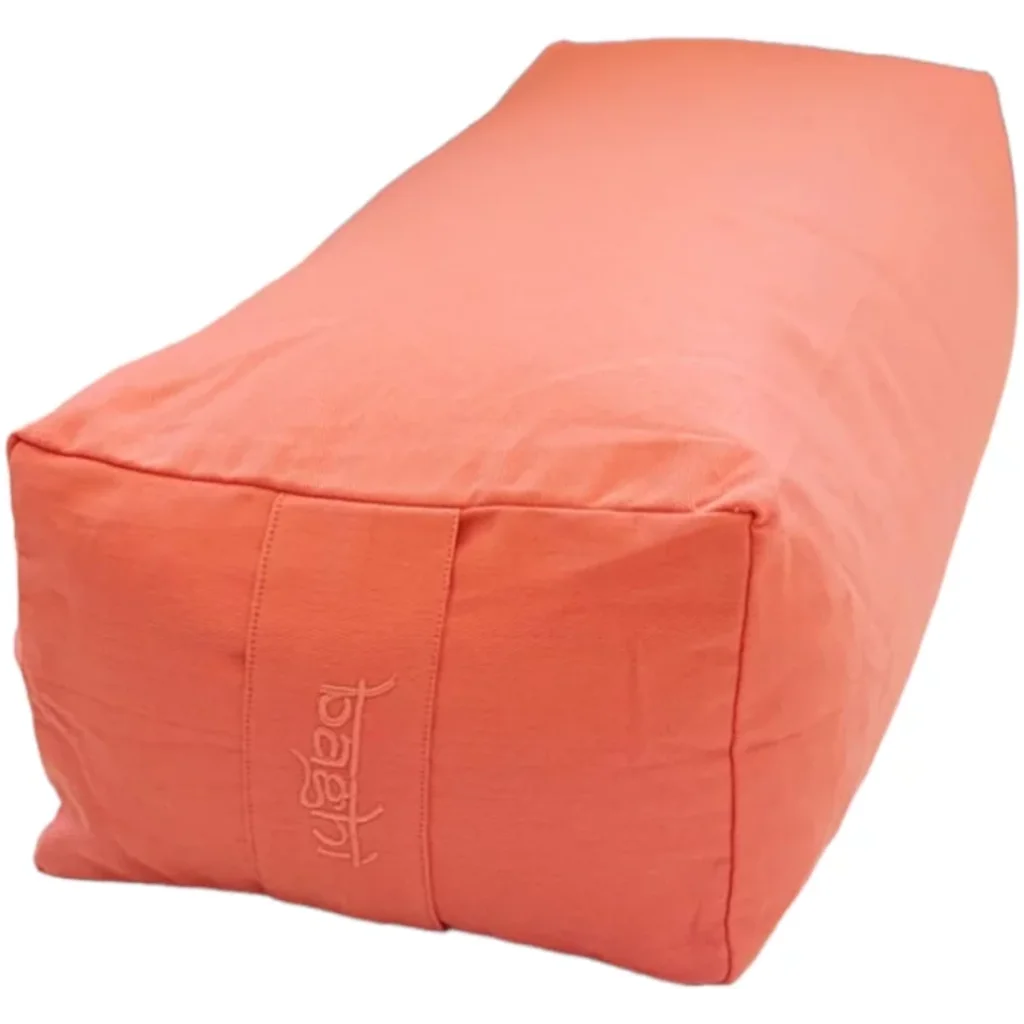 Bio Meditationskissen+Yogakissen Bolster in Flamingo Orange von BAGHI Größe 60x28 cm Höhe 15 cm