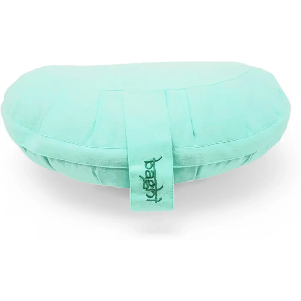 Bio Meditationskissen+Yogakissen Halbmond in Pistazie Grün von BAGHI Größe 43x23 cm Höhe 18 cm