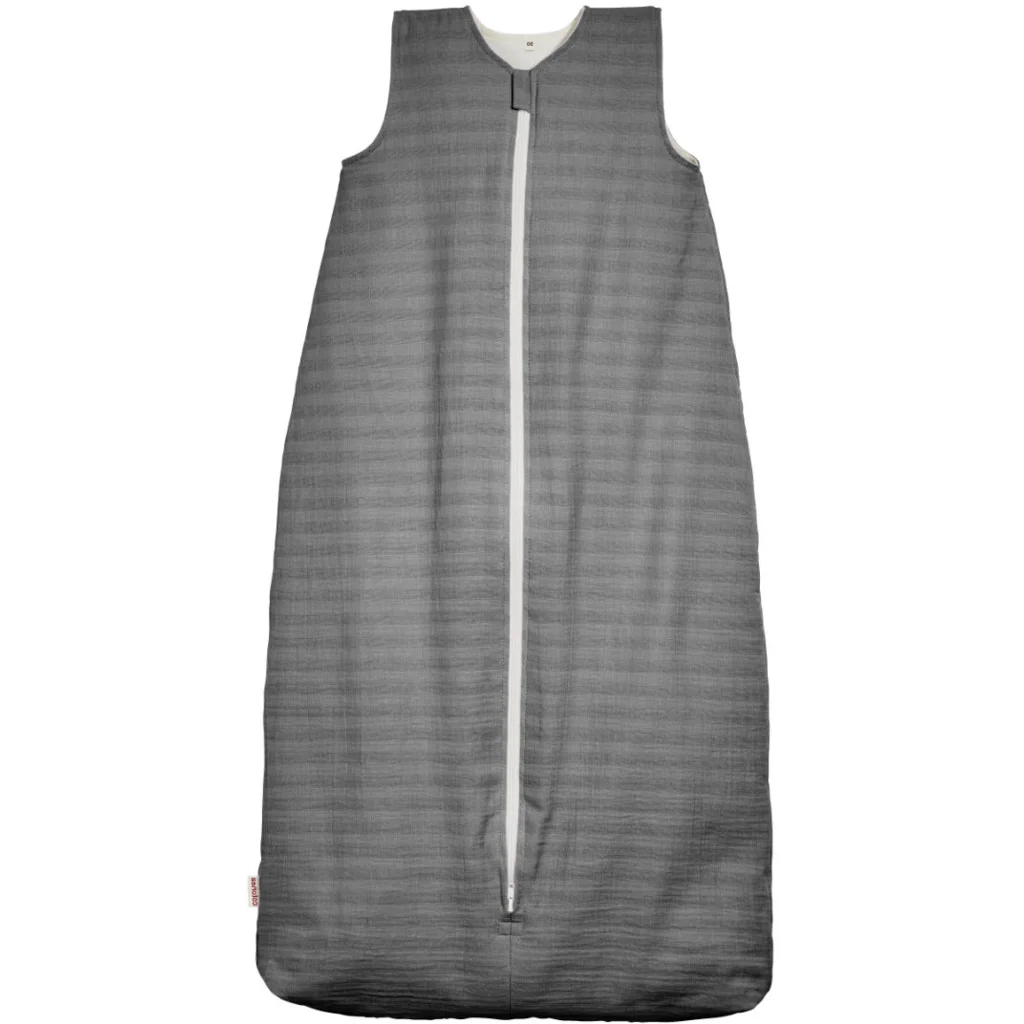 Bio Musselin Baby-Schlafsack mit Jerseyfutter in Anthrazit von Cotonea Größe 130 (ca. 140 cm)