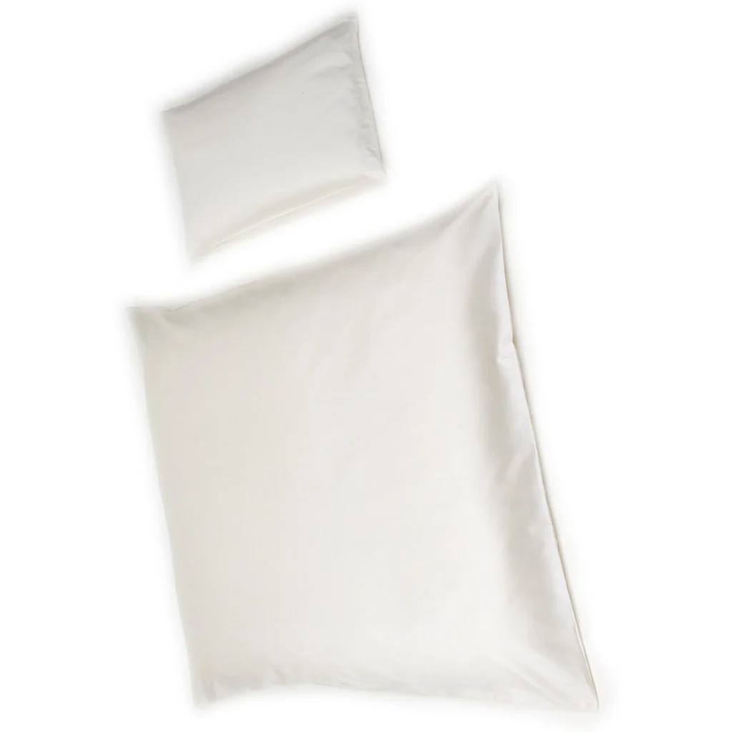 Bio Satin Baby-+Kinder-Bettwäsche Classic Bettbezug in Creme von mudis Größe 80x80 cm